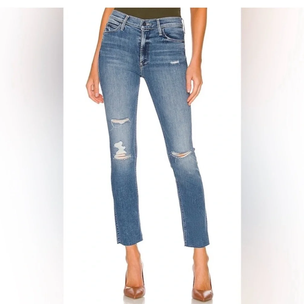 MOTHER The Mid Rise Dazzler Ankle Fray Jeans‎ Wash: Weekend Warrior Size 24